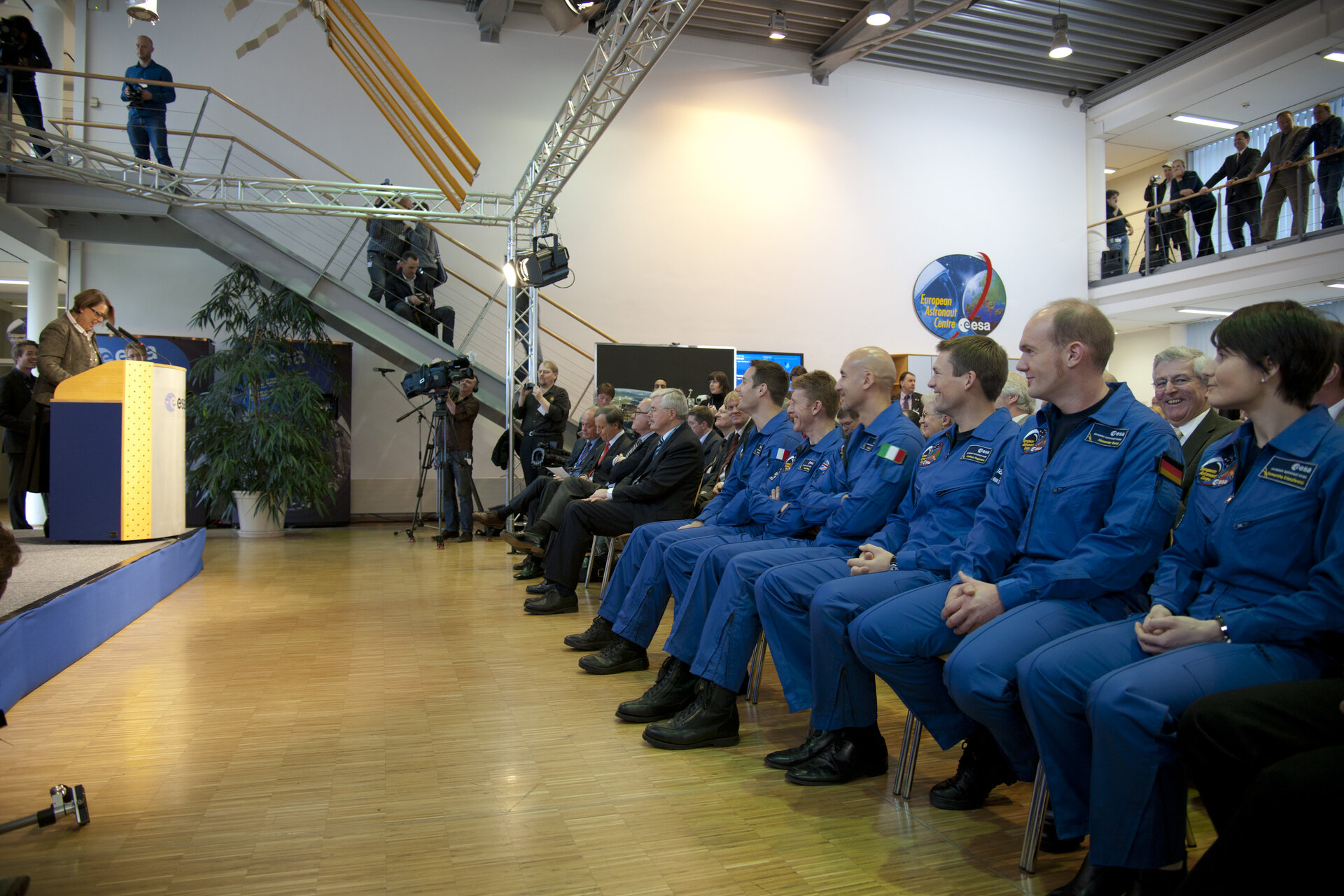 New astronauts waiting for their graduation awards
