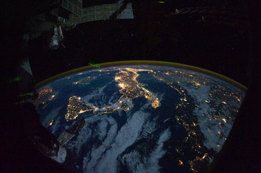 Nightly view of Europe and Africa
