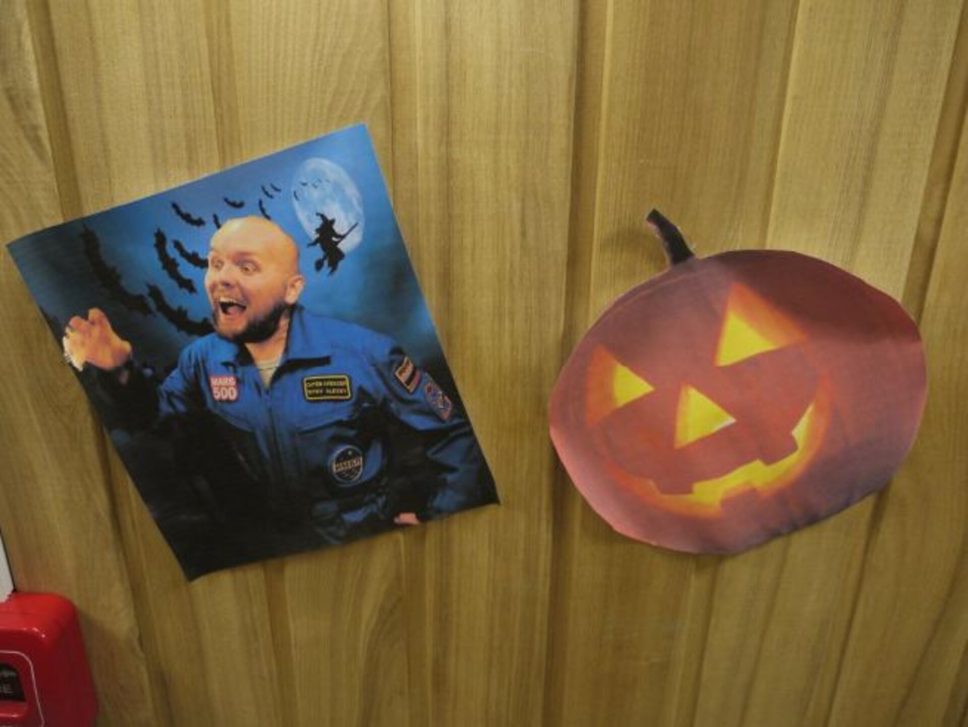 Photo of Alexei with Halloween decorations