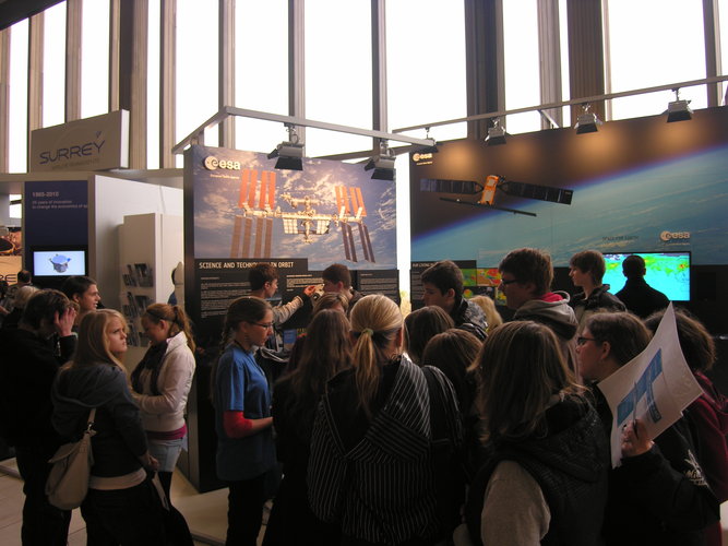 Students visiting the ESA stand