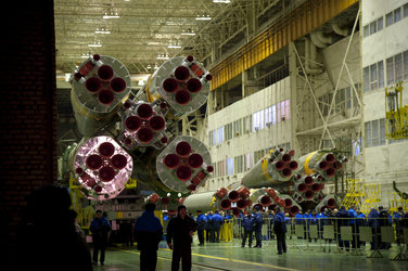 Roll-out of the Soyuz launcher