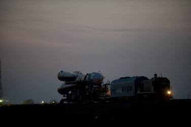 Roll-out of the Soyuz launcher