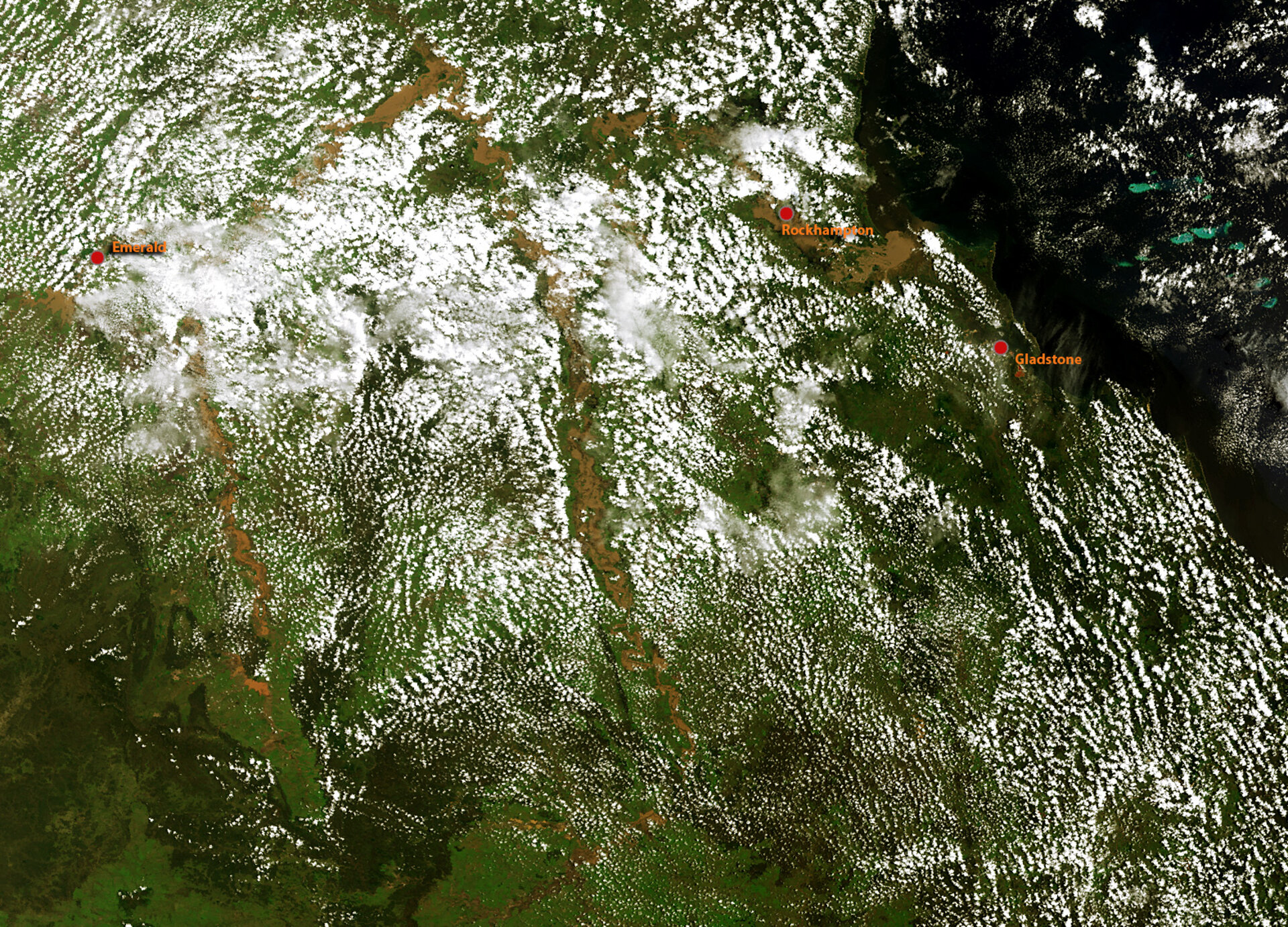 Inundated areas in Australia