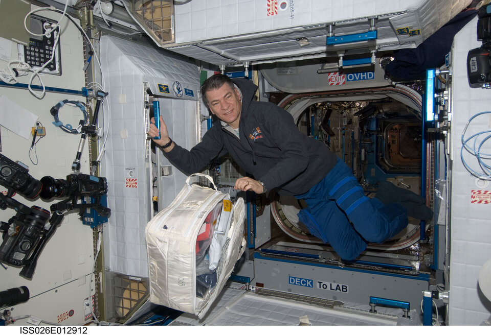 ESA-Astronaut Paolo Nespoli auf der internationalen Raumstation im Frühjahr 2011