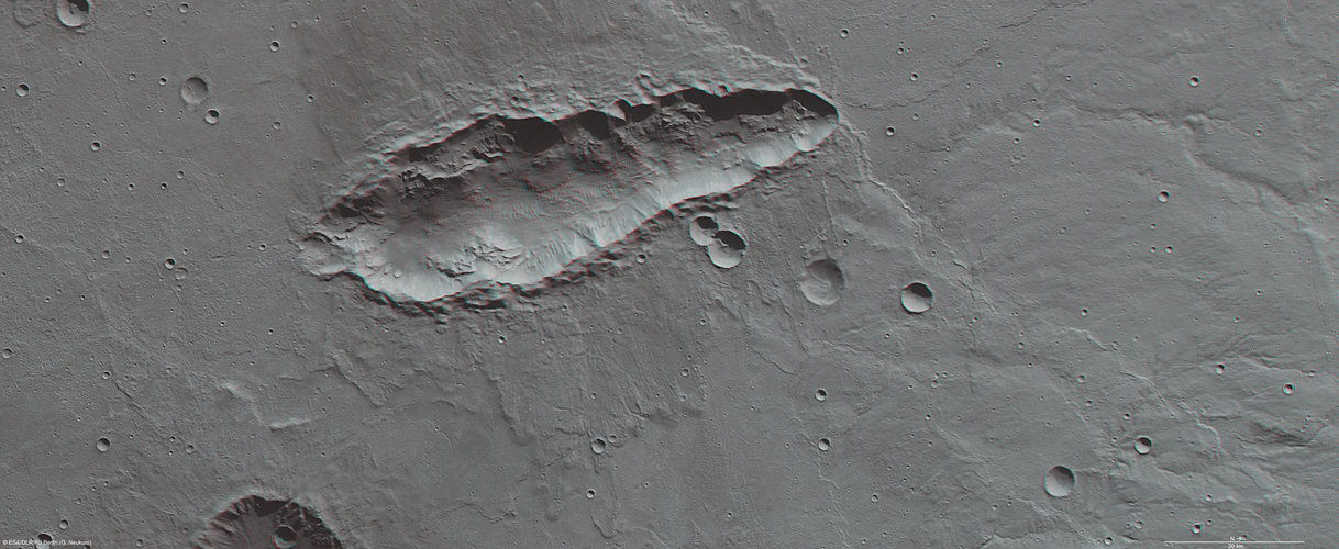 Elongated crater in 3D