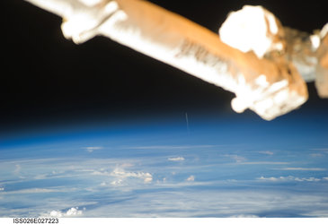 ESA astronaut Paolo Nespoli took this photograph of the ATV Johannes Kepler launch from on board the ISS