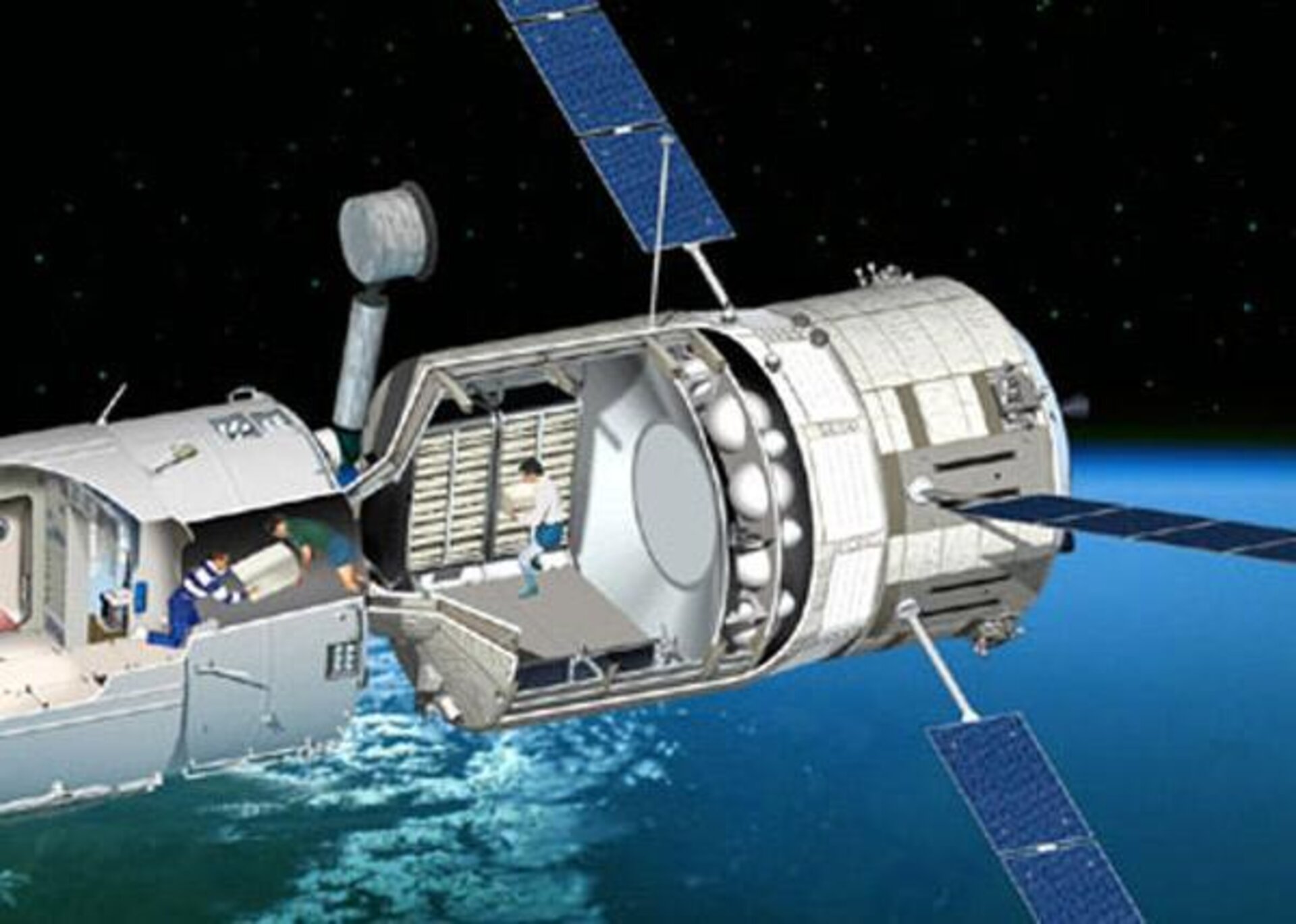 Το διαστημικό φορτηγό ΑΤV συνδεδεμένο με το Διεθνή Διαστημικό Σταθμό