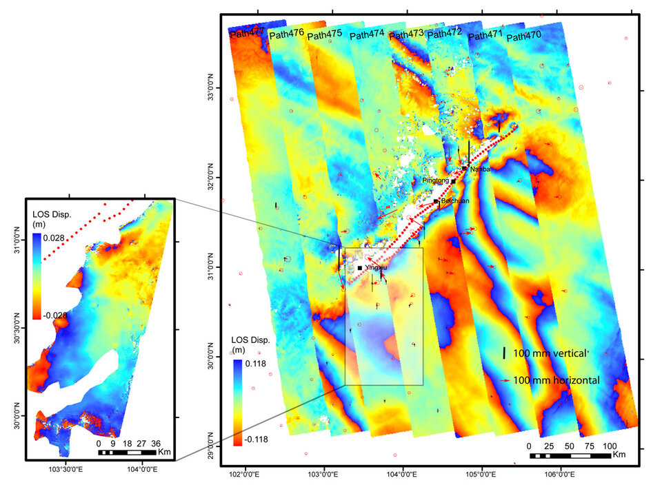 Interferogram av jordskjelv i Kina