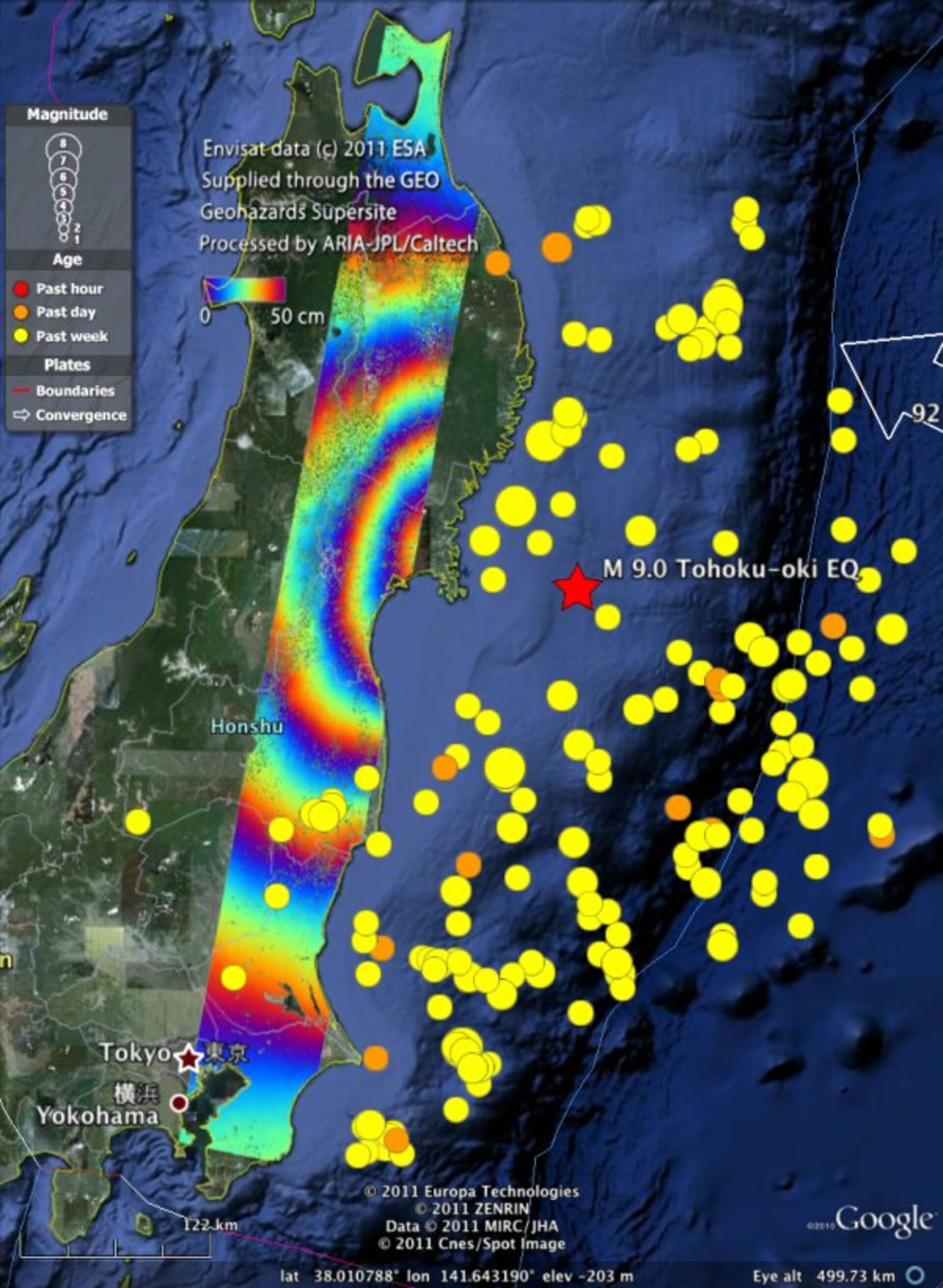 Interferogram showing ground movement