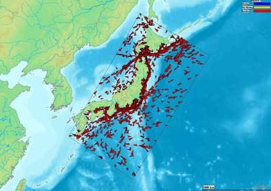 Skipstrafikken rundt Japan 8.-15. mars 2011