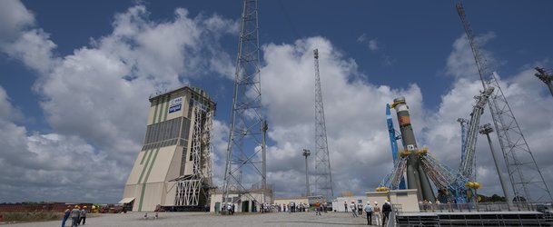 Soyuz in launch zone