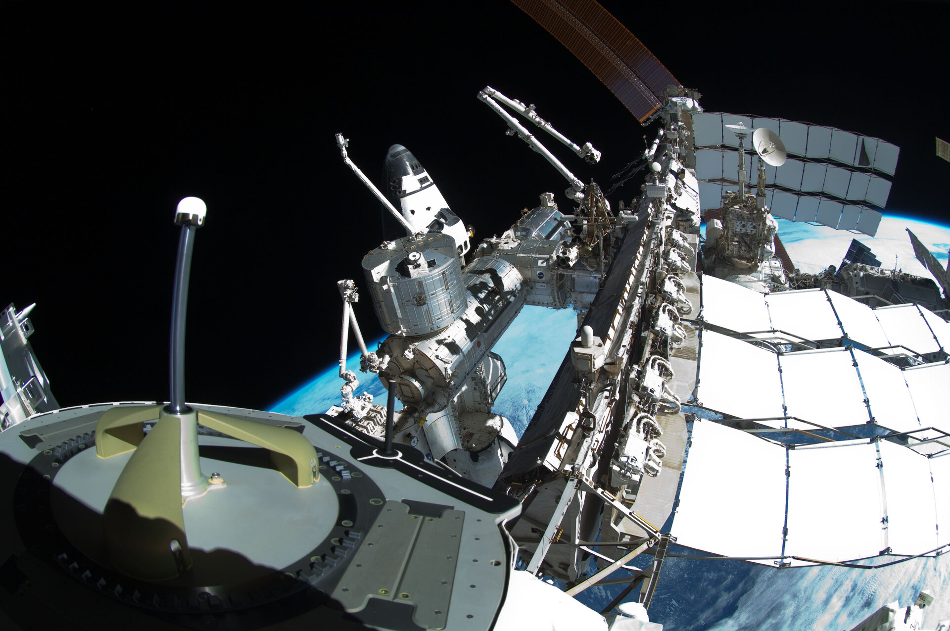 Spacewalker's view to ISS