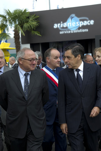 Jean-Jacques Dordain and François Fillon at the Paris Air & Space Show