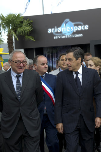 Jean-Jacques Dordain and François Fillon at the Paris Air & Space Show