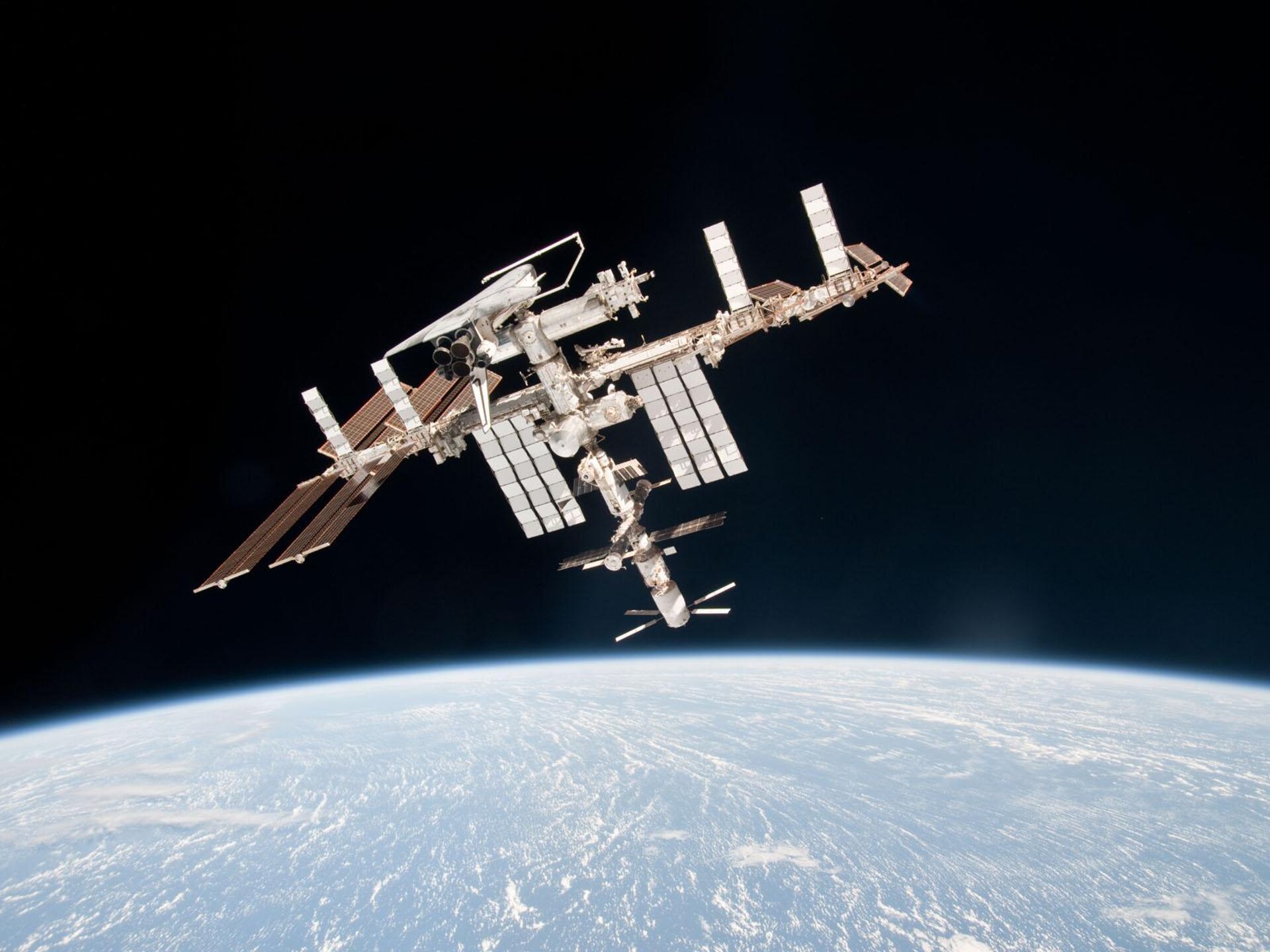 The International Space Station with ATV-2 and Endeavour