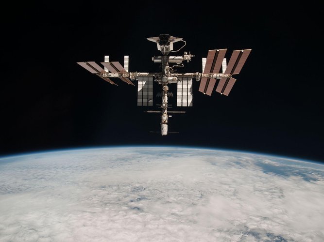 The International Space Station with ATV-2 and Endeavour