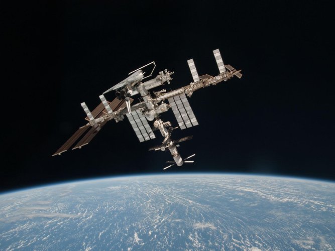 The International Space Station with ATV-2 and Endeavour