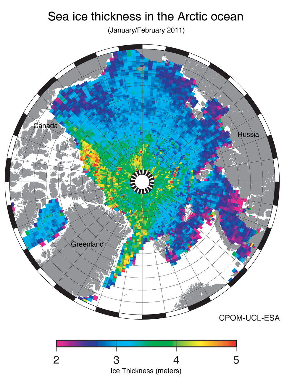 Arctische zee-ijsdikte 2011