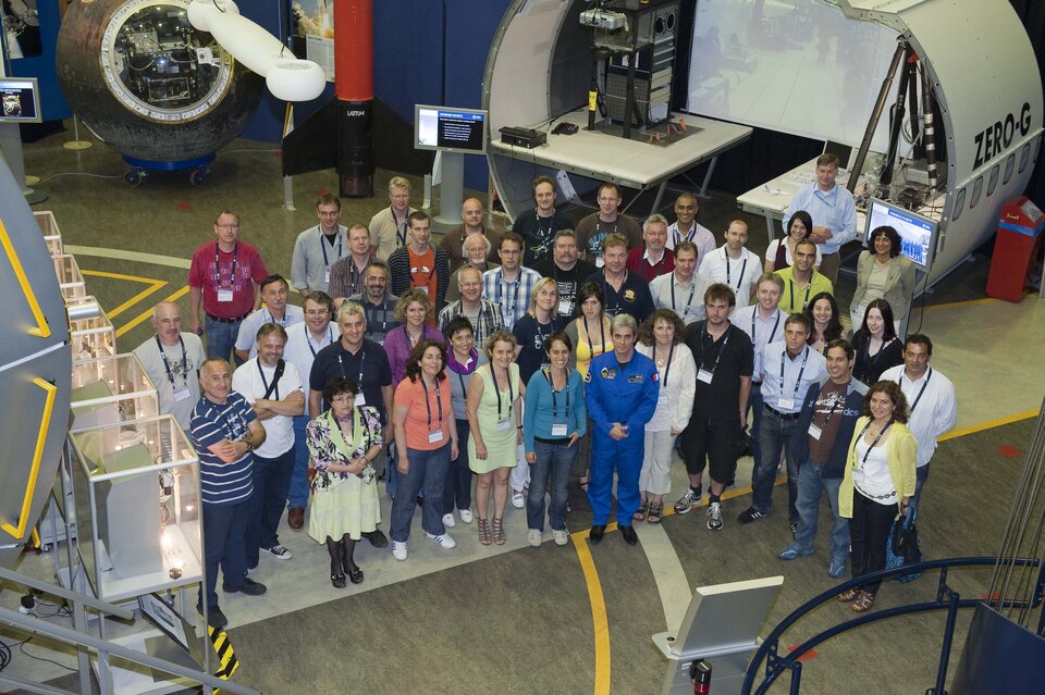 Participants of the ESA Teachers Summer workshop with Léopold Eyharts