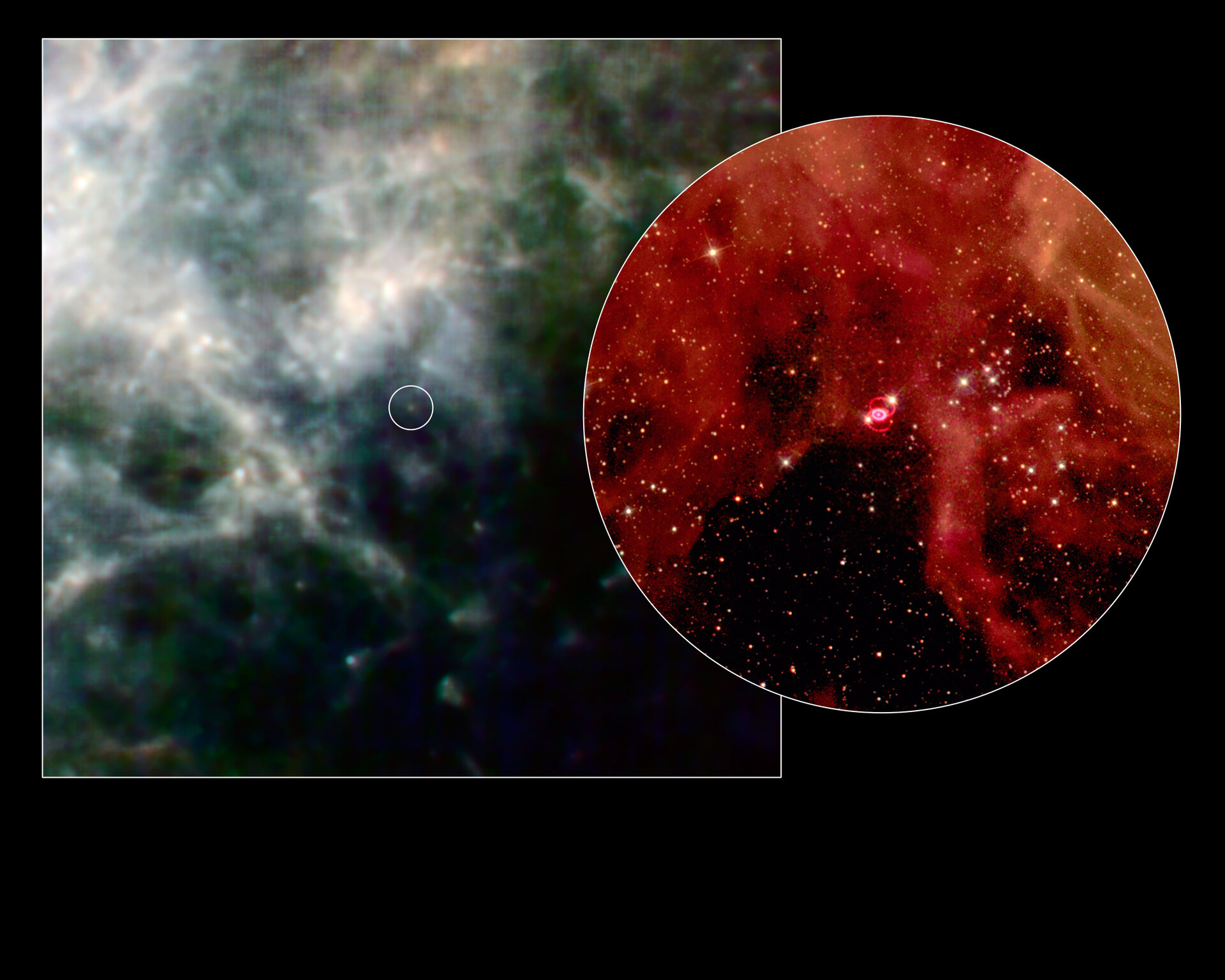 Visões do Herschel e do Hubble da supernova 1987ª