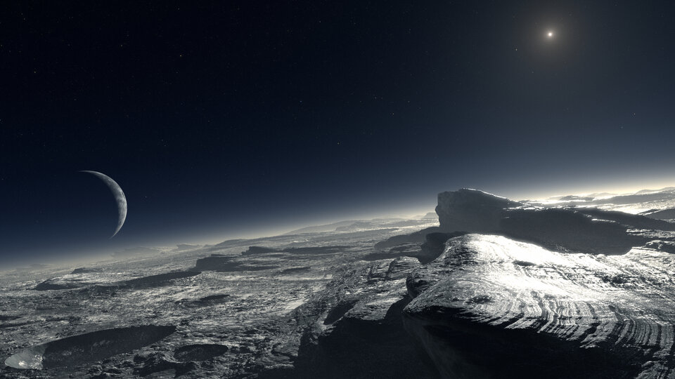 Sedd från Pluto är solen bara en väldigt starkt lysande stjärna.
