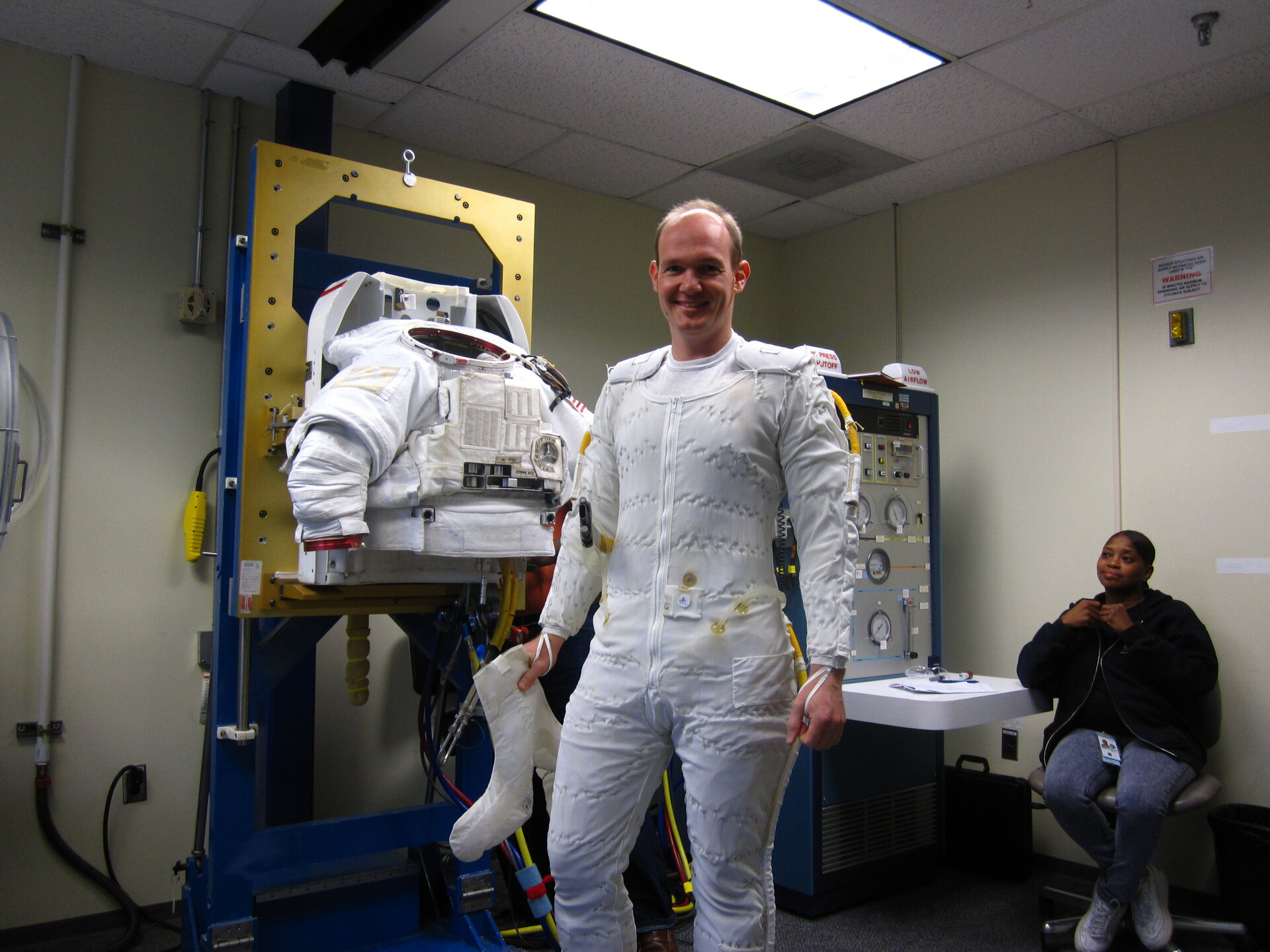 Alexander Gerst at a spacesuit test