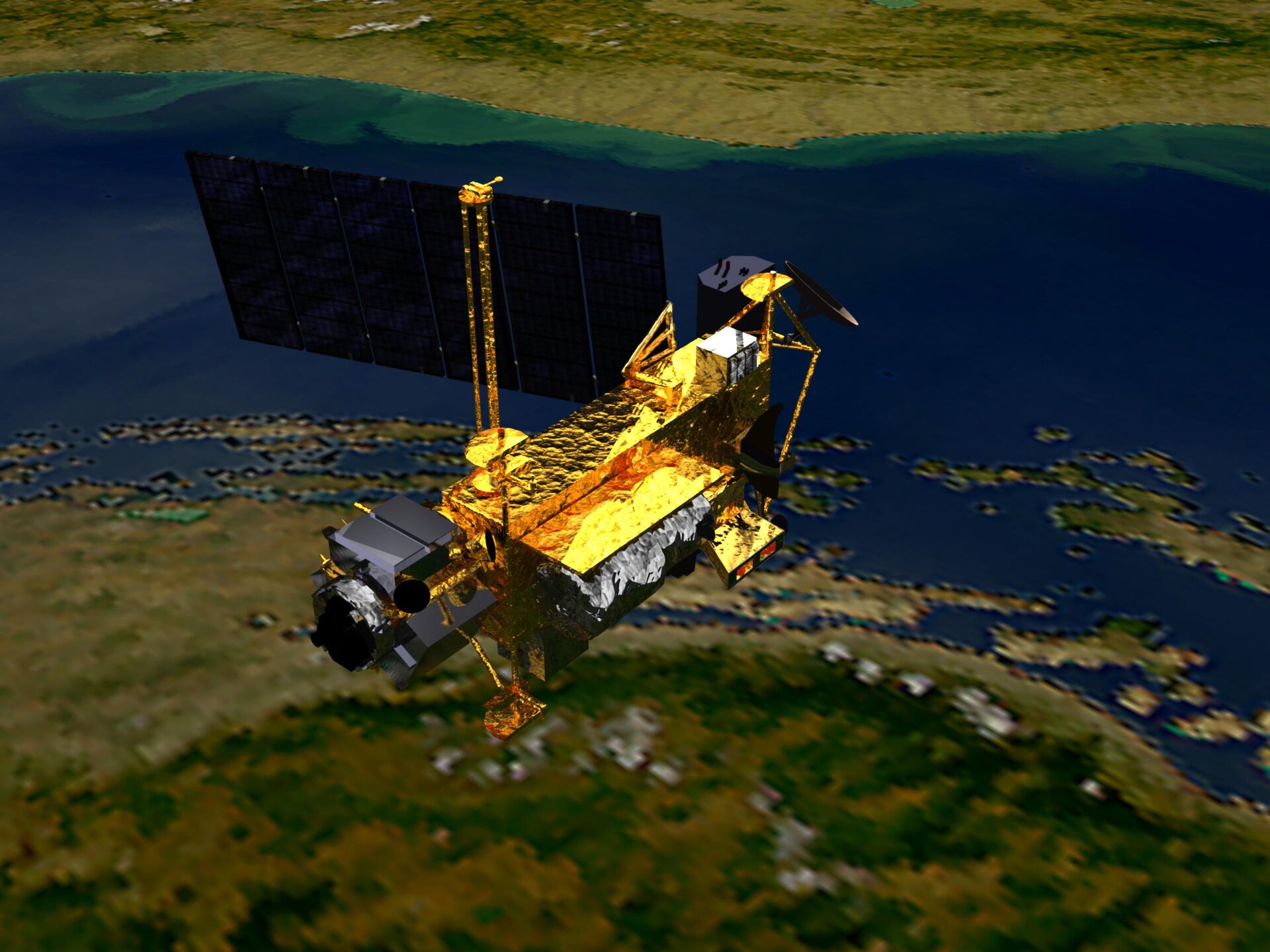 Καλλιτεχνική απεικόνιση του δορυφόρου UARS