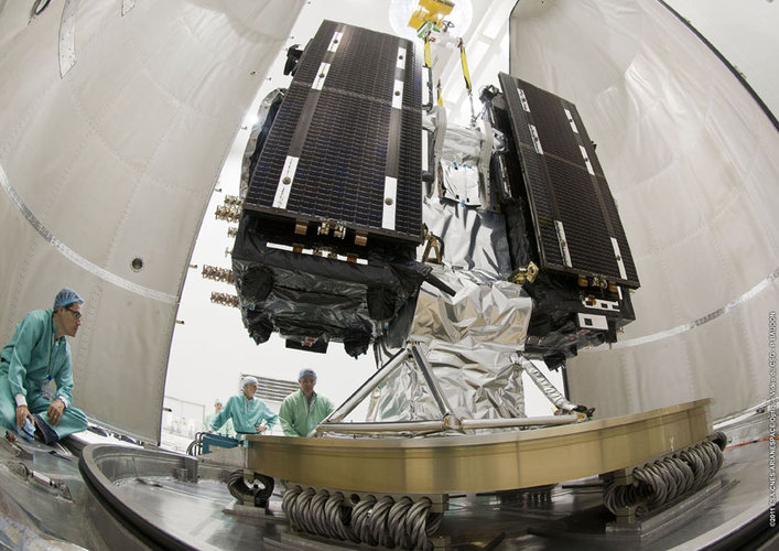 Galileo satellites on dispenser