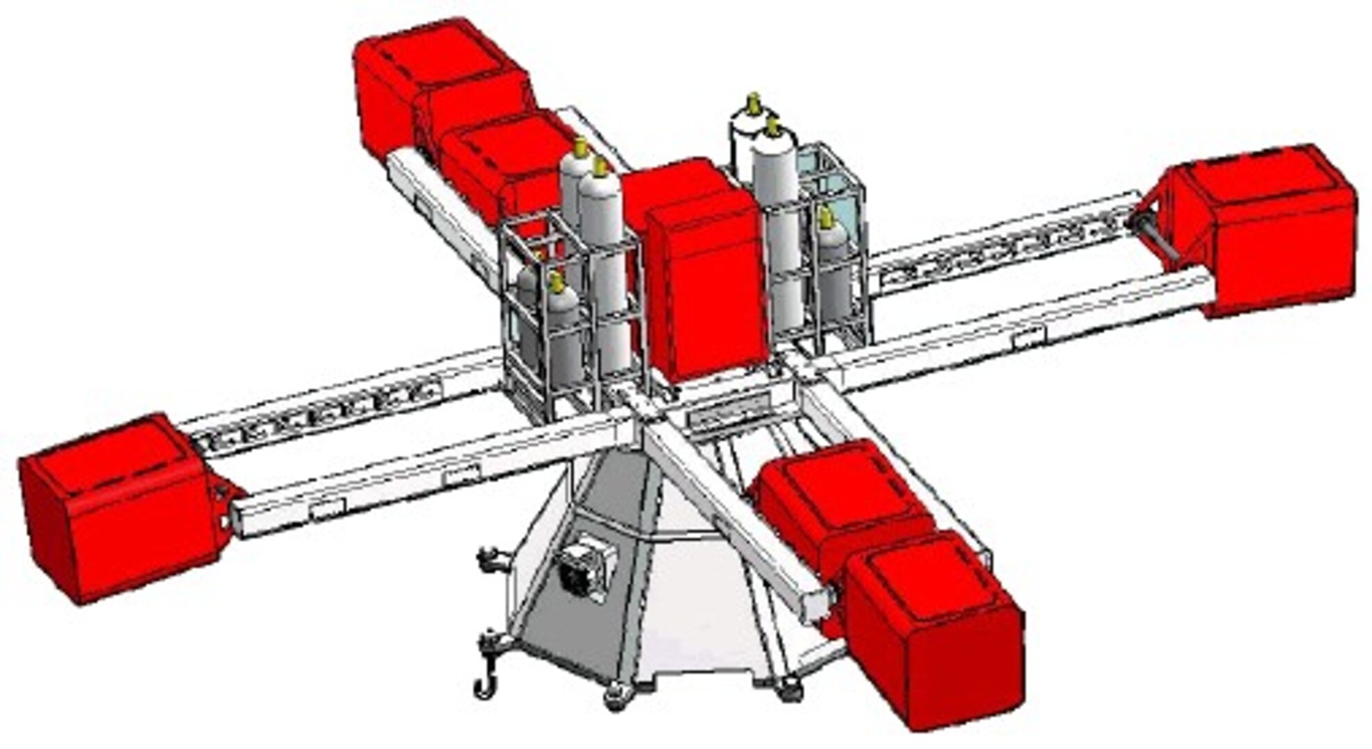 Graphical view of the LDC when rotating at full speed with 6 gondolas swinging out.