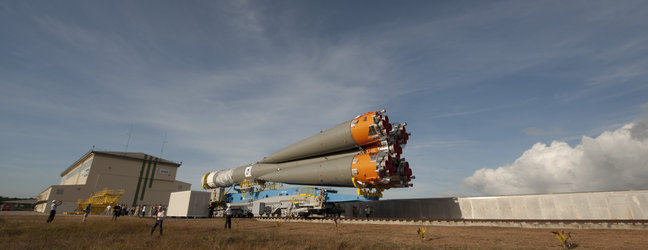 Soyuz VS01 transfer to launch zone