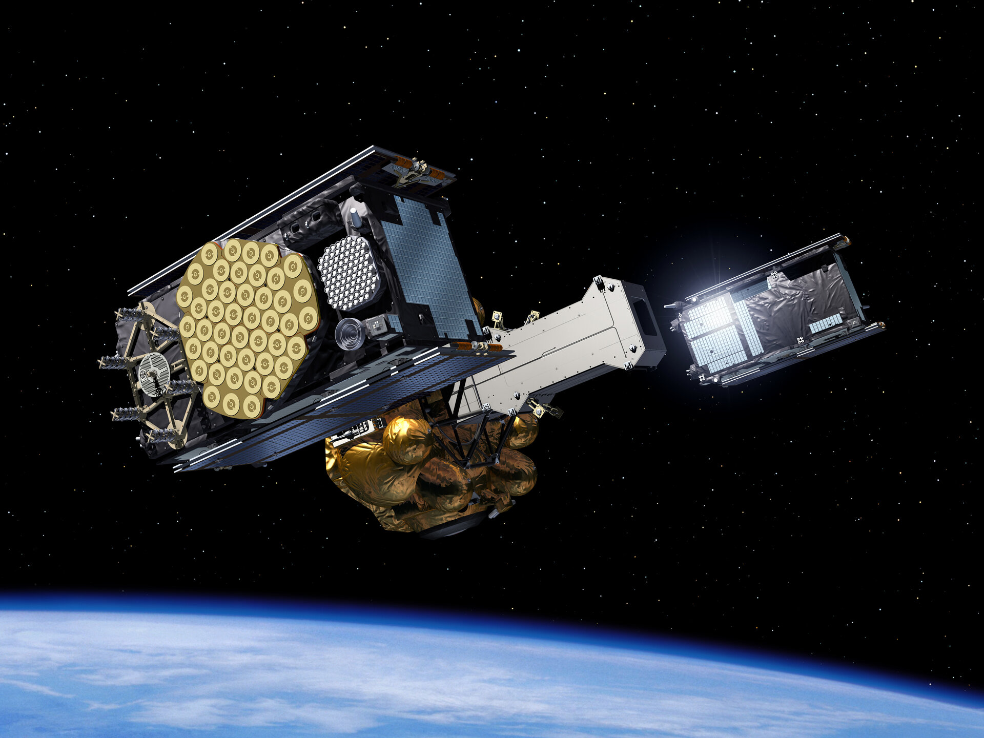 Το ανώτερο τμήμα του πυραύλου Soyuz απελευθερώνει τους δύο δορυφόρους Galileo