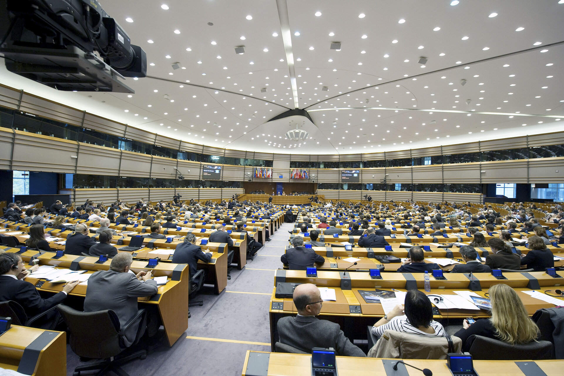 L’hémicycle du Parlement européen durant la conférence sur la Politique spatiale au service de la société et des citoyens