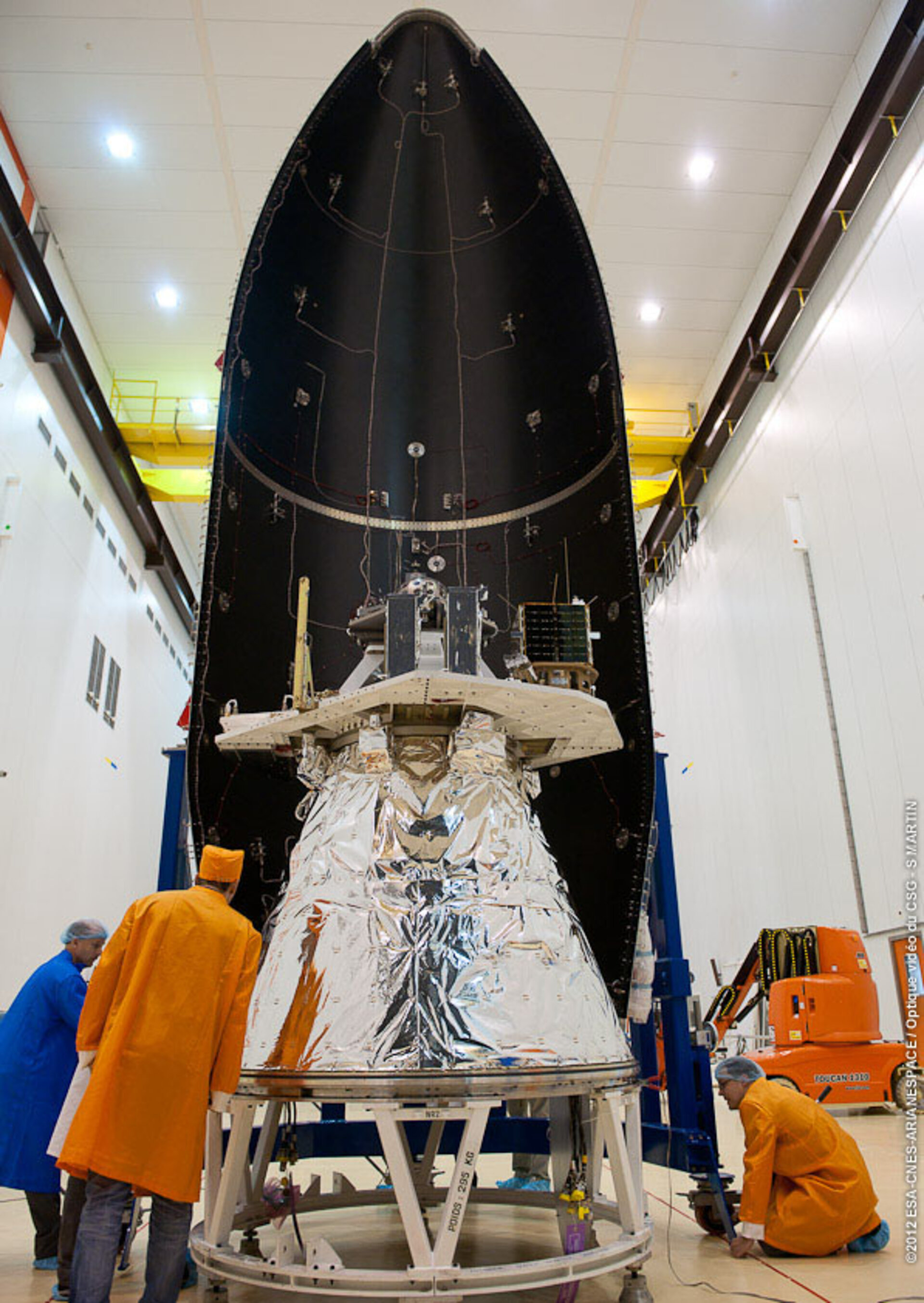 LARES, ALMASat-1 and CubeSats before encapsulation in fairing