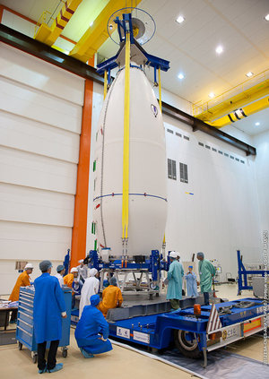 LARES, ALMASat-1 and CubeSats enclosed within fairing