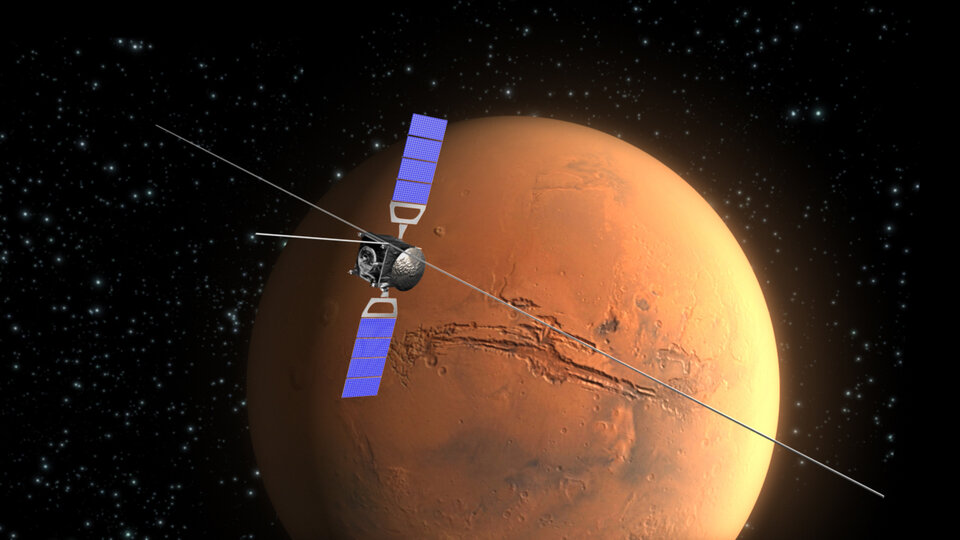 Sonda Mars Express provádí radarový průzkum.