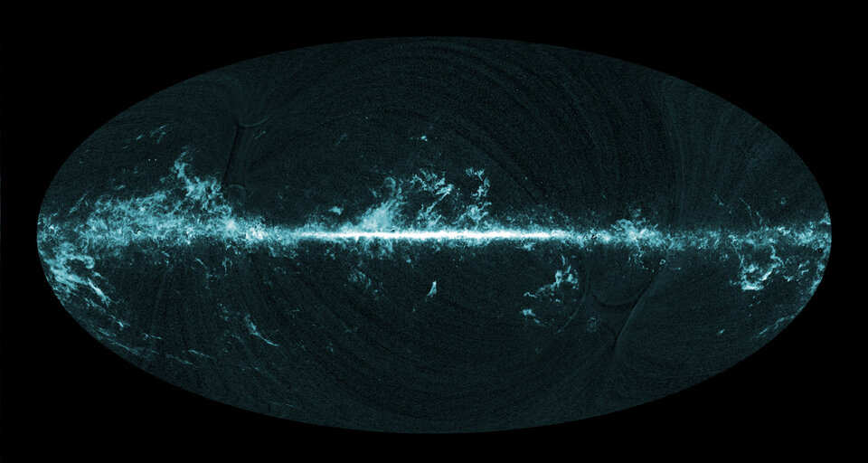 Distribución de gas molecular en todo el cielo. Datos de Planck.