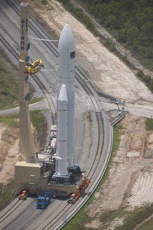 Ariane 5 with ATV Edoardo Amaldi transfer to launch pad