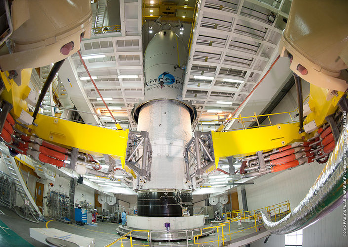 The protective fairing is lowered over Automated Transfer Vehicle Edoardo Amaldi