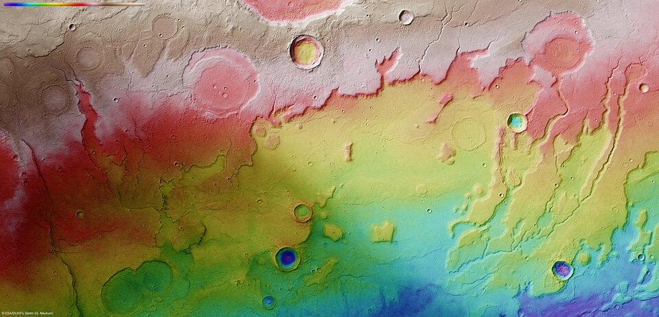 Topograický pohled na Acidalia Planitia.