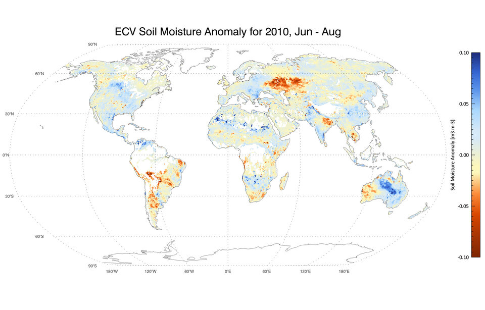 Soil moisture June–August 2010