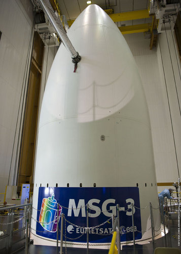 MSG-3 logo applied to Ariane 5 fairing