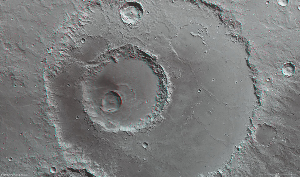 3D anaglyph view of Hadley crater