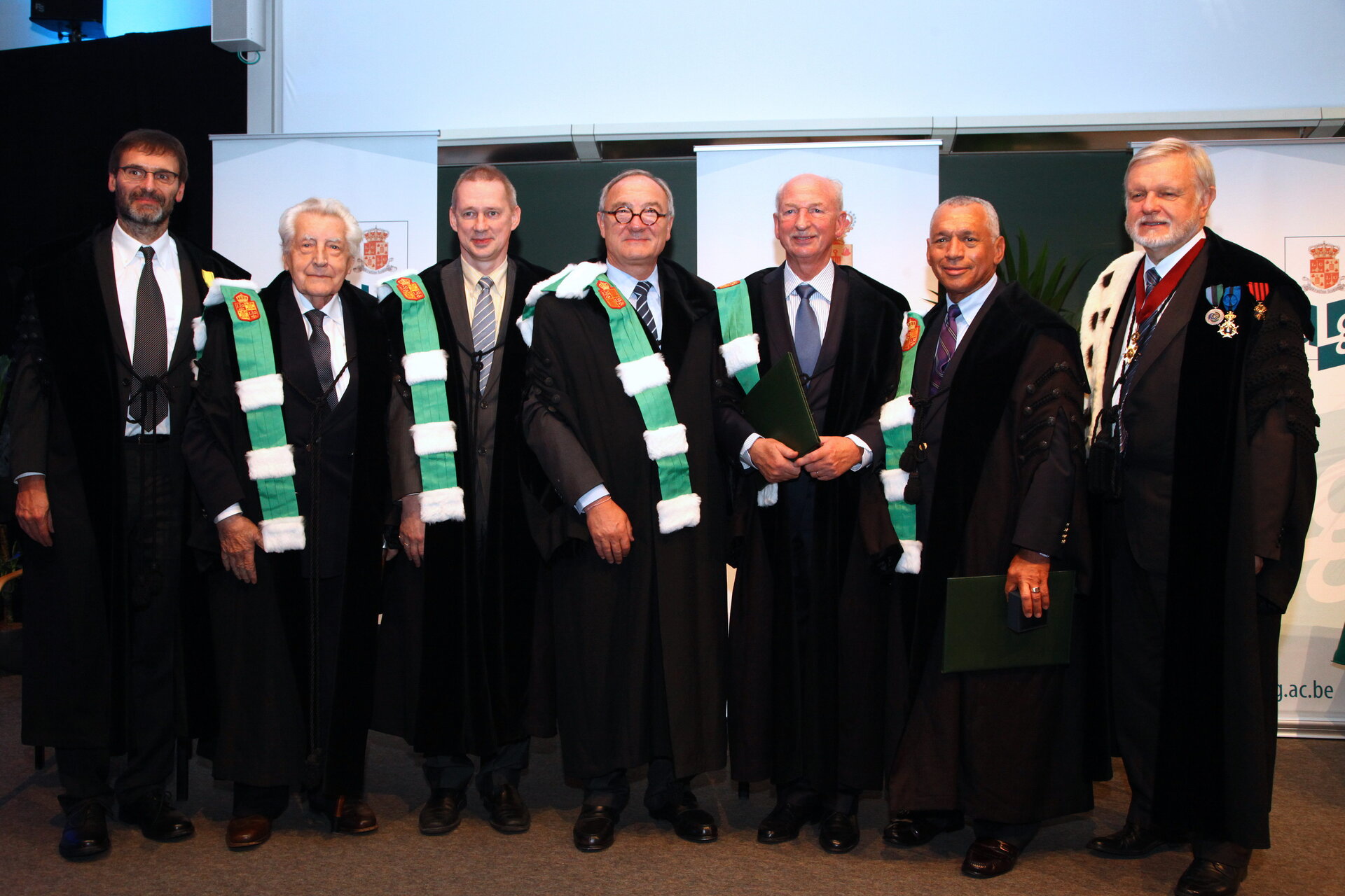 Les cinq nouveaux docteurs « honoris causa » de l’Université de Liège, pour la rentrée académique 2012-2013.