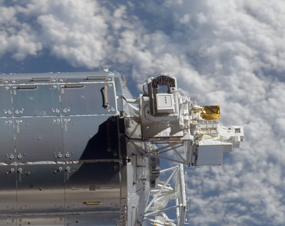 Het instrumentenpakket SOLAR aan de buitenzijde van het Europees ISS-laboratorium Columbus