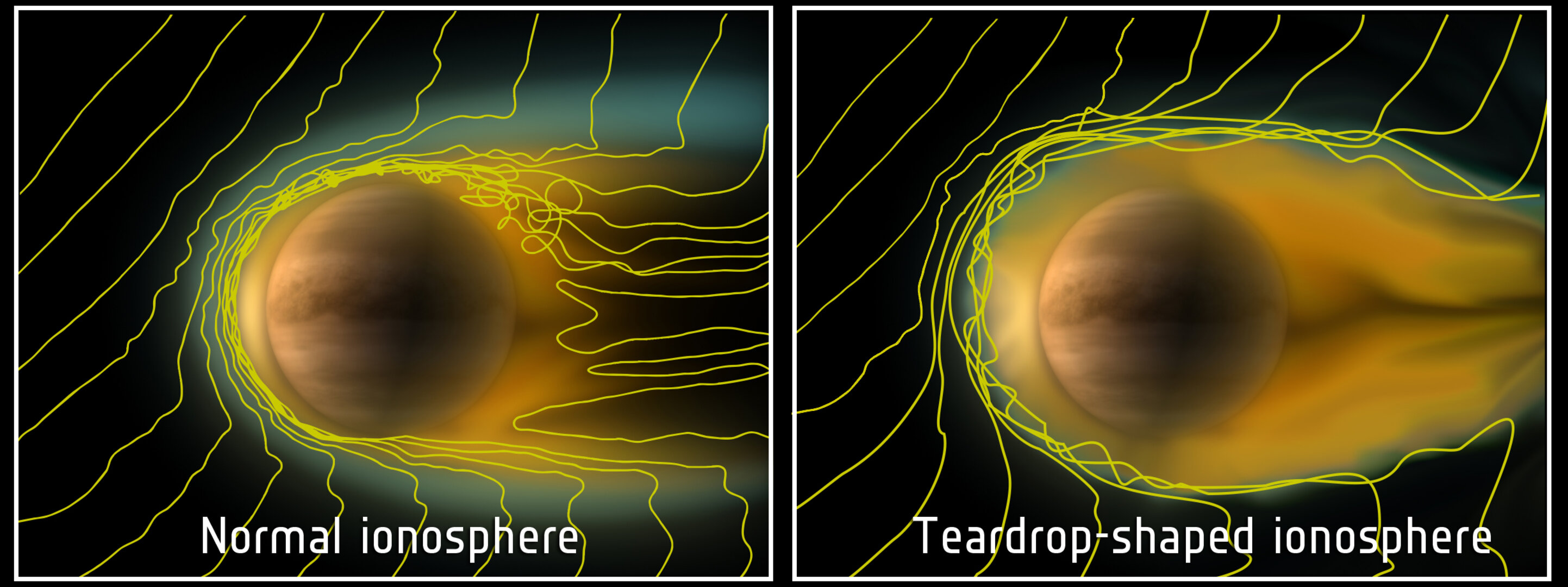 A ionosfera de Vénus ganha a forma da cauda de um cometa