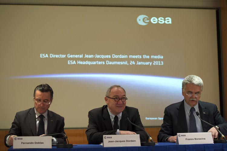 Jean-Jacques Dordain during the annual press briefing on 24 January 2013