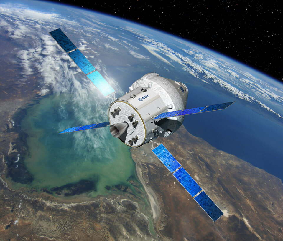 Das ESM-Modul verbunden mit der Orion-Kapsel der NASA