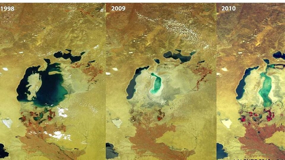 Aral sea monitored by Vegetation