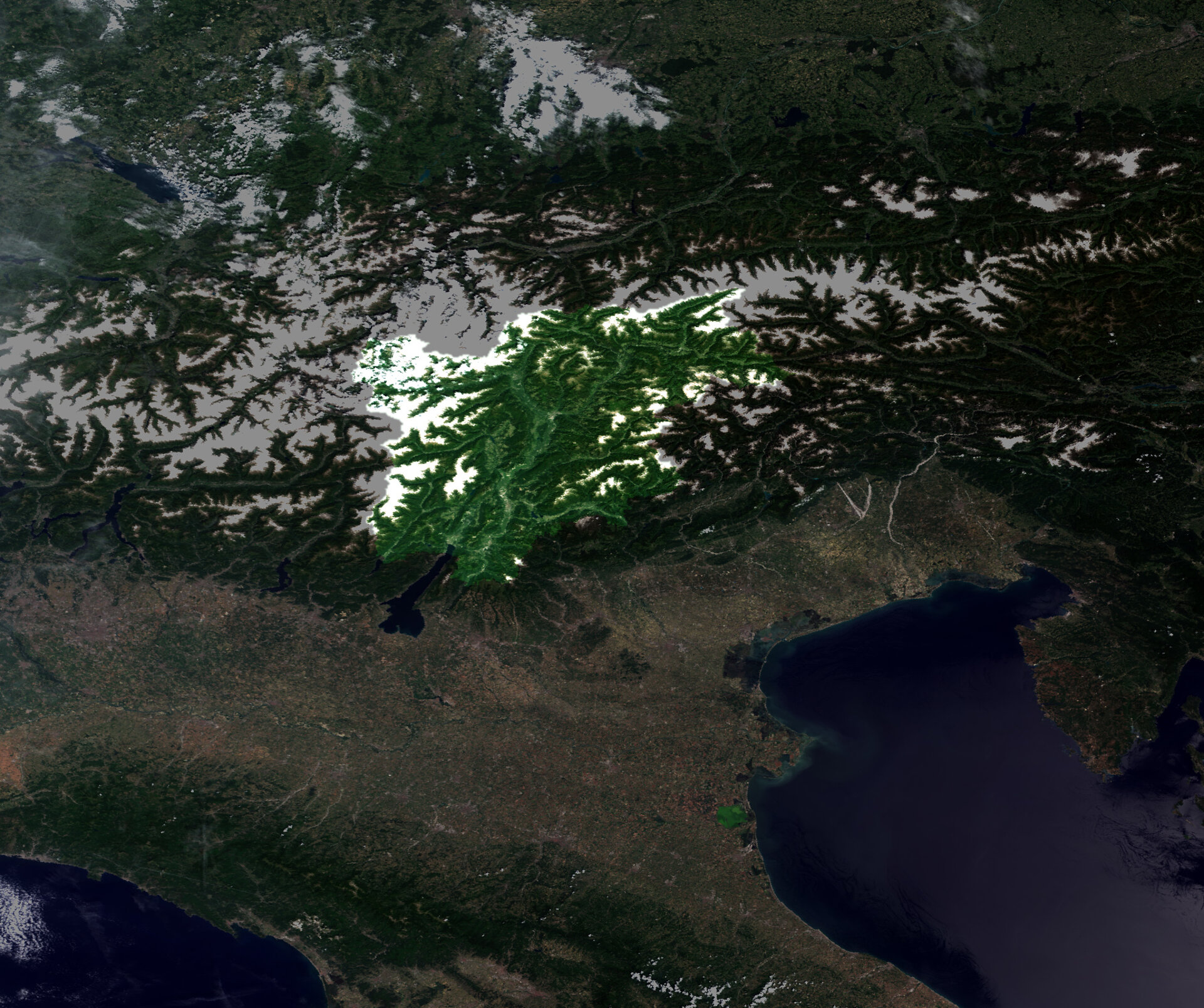 Il Trentino-Alto Adige visto dal satellite Envisat dell'ESA