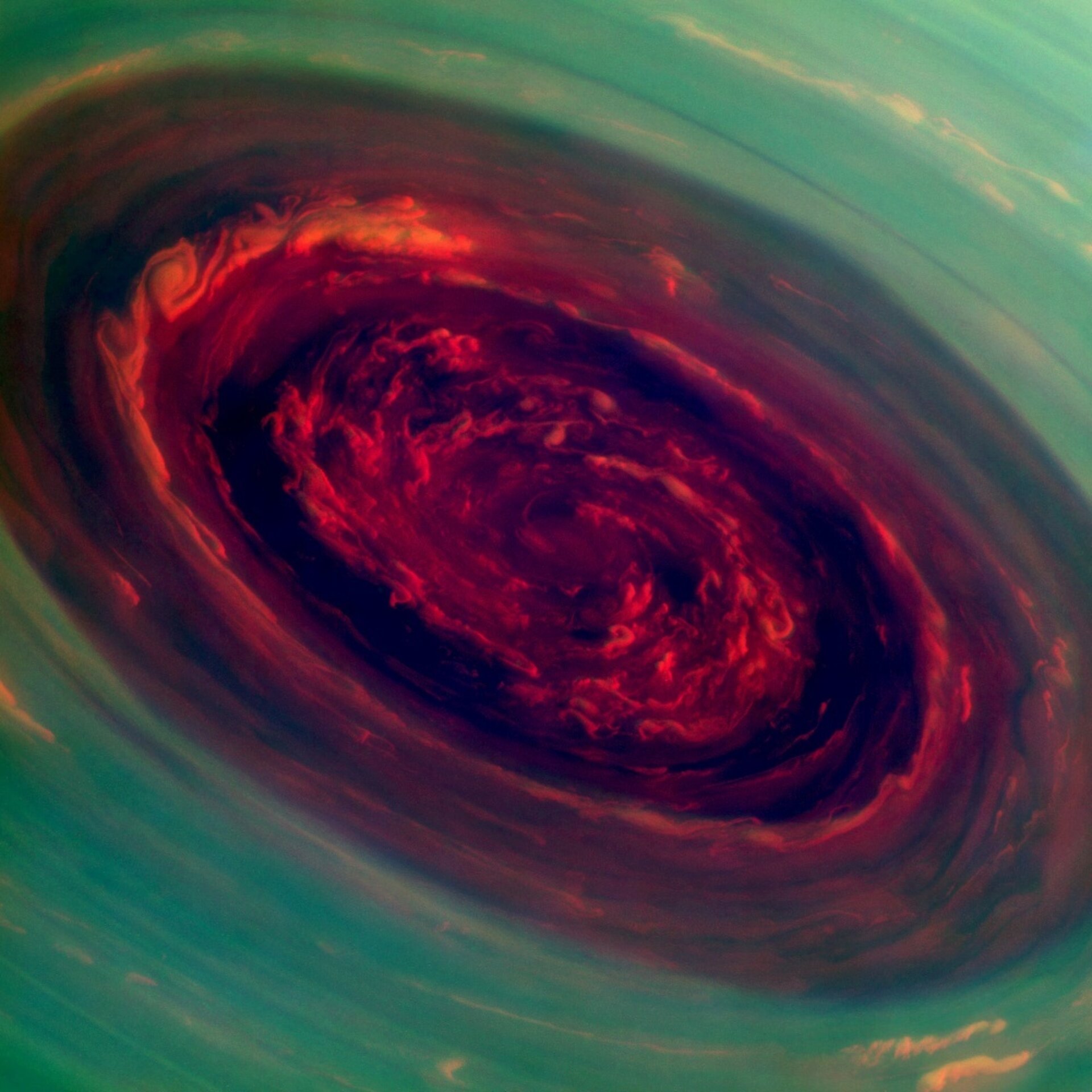 Saturn’s north-pole hurricane close up